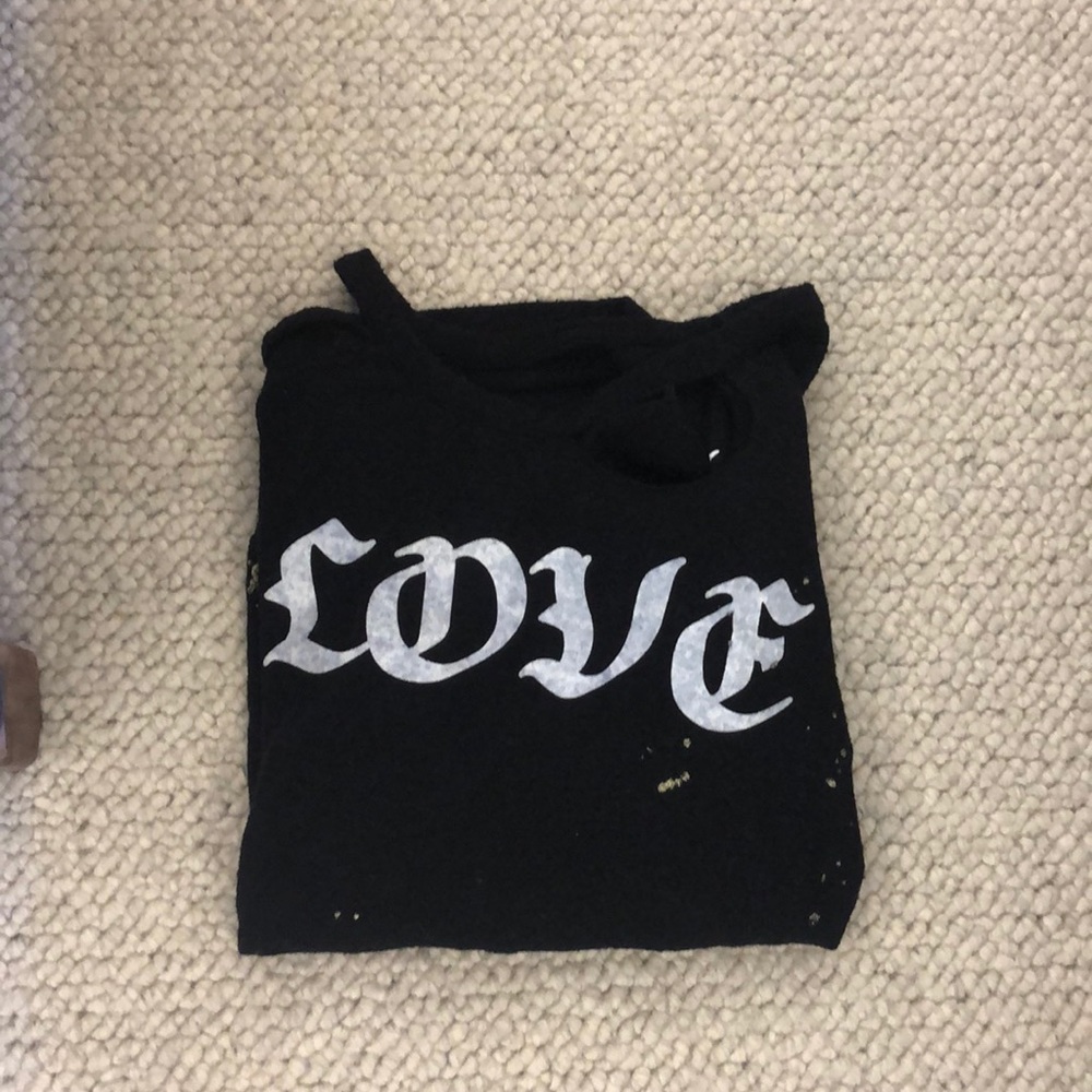 Cut out crew neck graphic sweater